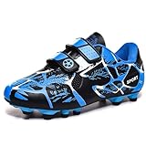 Sainilei Kinder Fußballschuhe Jungen FG/AG Outdoor Fussballschuhe Mädchen TF Football Professionelle Trainingsschuhe Blau Schwarz EU30