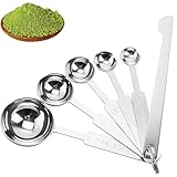 6 Stück Messlöffel-Set, Messlöffel Rostfreiem Edelstahl mit Messlineal Eingravierte, Measuring Cups Messbecher Klein Löffel Set, Dosierlöffel für Gewürzgläser Trockenrationen Flüssigkeit Backmessen