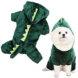 Hundekostüm Dinosaurier, ACTOYS Halloween Kostüm Hund, Cosplay Party Anzug Lustiges Hundekostüm Warme Haustier Dino Hoodie für Kleine und Mittlere Hunde (L)