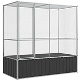 vidaXL Voliere, Vogelvoliere mit Stahlgittern Flügeltür, Haustierkäfig für Vögel Kaninchen Enten Hühner, Vogelkäfig Vogelhaus, Silbern Stahl