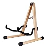 Gitarrenständer, Akustik-, Klassik-, E-Gitarrenständer, A-Frame Folding Bass Guitar Display Stand (Natural Solid Wood)