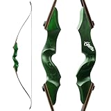 Poearcus 60 Zoll Takedown Recurve Bogen Jagdbogen Wettkampfbogen Langbogen Bogenschießen Holzbogen 20-60lbs Links/Rechtshänder für Bogenschießen Schießen Ziel Praxis (Grün, 35 Ibs, Linke Hand)