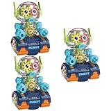 TOYANDONA 3st Getriebe Roboter Gang Roboter Musik-Roboter-Spielzeug Kinder Roboter Kidcraft-spielset Spielzeug Für Kinder Babyautos Sportspielzeug Männer Und Frauen Universalrad Scheinen Abs