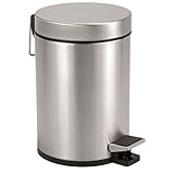 axentia Kosmetikeimer Edelstahl matt gebürstet & rostfrei-Tretmülleimer 3l-Kosmetik Mülleimer mit Deckel-Abfalleimer mit Tritt-Treteimer für Bad & WC, Silber/schwarz, 17 x 17 x 25 cm