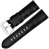 Uhrengurt Blue Leder Uhren Bandgurt Uhr Accessoires Uhr Armband Edelstahlschnalle -Schnalle (Farbe: Schwarz BS, Größe: 22 mm) (Farbe: Schwarz BS, Größe: 24 mm)