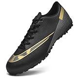 Topwolve Fußballschuhe Herren Kunstrasen Fussballschuhe Professionelle Kinder Athletics Trainingsschuhe Sport Outdoor Football Schuhe,Schwarz Gold,41 EU