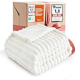 BEDSURE Kuscheldecke - Wolldecke & Fleecedecke, Sofadecke, Weiche Warme Grobe Korddecke für Zimmer Deko, Wohn- & Kuscheldecken, Tagesdecke, Wollweiß, 150 x 200 cm
