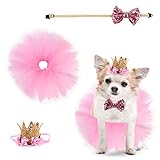 Nicoone Hund Tutu Rock Fliege Krone Hut Set,3 Stück Nette Tutu Kleider Hundekleidung Kleine Hunde,Hundeanzug Für Katzen Hunde Geburtstagsparty Geschenk