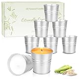 Citronella Kerzen Outdoor,200Std 8 Stücke Draußen Camping Citronella Kerzen im Glas,Lemongrass Zitronella Kerzen 100% Natürliches Sojawachs für Garten,Balkon,Picknick,Camping,Terrasse,Tischdeko