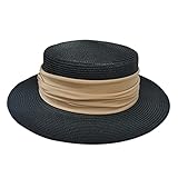 jiingekk Stroh-Sonnenhut für Damen, 5,9 cm breite Krempe, modisch, flache Oberseite, Sonnenschutz für Strand, Urlaub, Zubehör, Strohhüte, Erwachsene, Damen, Strandurlaub, Schutz, breite Krempe