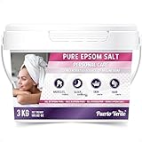 Puerto Verde • Epsom Salz 3 Kg. Konzentrierte Magnesium Quelle. Bittersalz aus 100% Natürlichem Ursprung. Badesalz für Muskelkater, Stressabbau & Guten Schlaf. Europäische Produktion.