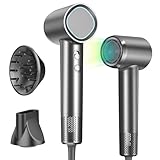 HEXTEK Haartrockner, 500 Million Negativ Ionen Fön, 160.000 U/min Bürstenloser Motor Schnelles Trocknen Föhn mit Diffusorr, Haarföhn für Zuhause, Reisen(Grau)