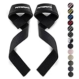 Fitgriff® Zughilfen (gepolstert) für Krafttraining, Bodybuilding, Fitness - Kreuzheben Gurte - Lifting Straps - für Frauen und Männer (Full Black)