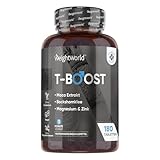 T Boost - Testosteron Booster für Männer - Testosteronspiegel & Spermatogenese (EFSA) - Mit Selen, Zink, Maca, Magnesium, Folsäure & Mehr - Muskelaufbau, Training, Sport - 180 Tabletten - WeightWorld