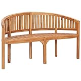 vidaXL Teak Massiv Bananenbank 3-Sitzer Gartenbank Sitzbank Holzbank Parkbank Affenbank Terassenbank Balkonbank Bank Outdoor 151cm