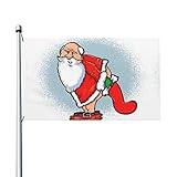 Lustige Weihnachtsmann-Flagge, 90 x 152 cm, lustiges Outdoor-Banner für Urlaub, Garten, Garten, Hof, Rasen, Dekoration, Flaggen, Innen- und Außenbereich, doppelseitiger Druck