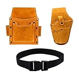 2-teilige Haltbare Lederwerkzeugorganisatoren Mit Gürtel Für Elektrobohrbeutel/Schraubenschlüssel/Schere/Zierhardware Beutel