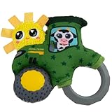 Lamaze John Deere Rassel Mein erster Traktor| Weiche Baby-Rassel leicht zu greifendem Ring, verschiedenen Stoffstrukturen und Bändern | Sensorisches Babyspielzeug ab 0 Monaten