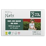 Eco by Naty Baby Öko Windeln - umweltfreundliche Premium-Bio Windeln aus pflanzenbasierten Materialien, ideal für empfindliche Babyhaut (Größe 2 - 132 Stück) - MONATSBOX