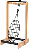 XDRGOOIUY Tennisschläger-Aufbewahrungsregal aus Holz mit Mehreren Rahmen, platzsparender Schläger- und Gitarrenhalter, Bodenständer für Badmintonschläger