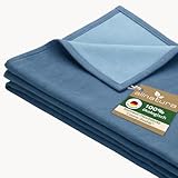 allnatura große Flauschige Baumwoll-Plüschdecke Cotona-Double 140x200 cm in Blau, Made in Germany - GOTS-zertifizierte Sofadecke 100% Bio-Baumwolle - waschmaschinenfeste Wohndecke Couchdecke