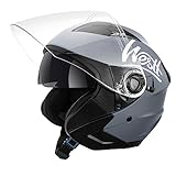Westt Jethelm mit Visier und Sonnenblende Motorradhelm Herren Damen Rollerhelm Mopedhelm Mofa Chopper Helm Motorrad Halbhelm Open-Face-Helm Pilotenhelm ECE DOT Zertifiziert