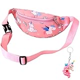 Roinaid Gürteltasche Einhorn Einhorn Gürteltasche Kinder Bauchtasche Mädchen Einhorn Gürteltasche Kinder Bauchtasche Mädchen Bauchtasche für Kinder Bauchtasche mit Einhorn-Schlüsselanhänger (Rosa).