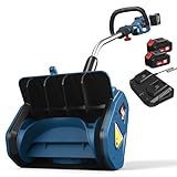 Enhulk Schneefräse 2x20V, 35cm Arbeitsbreite, 20cm Räumhöhe, 8m Wurfweite, ±30° Verstellbare Wurfrichtung, Akku-Schneeschaufel Mit Zusatzhandgriff (Inkl. 2x4Ah Akku & 2,2A Doppelladegerät)