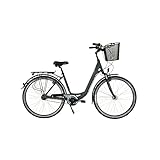 HAWK City Wave Deluxe Plus inkl. Korb I Damenfahrrad 28 Zoll I Leichtes Damen Fahrrad mit 7-Gang Nabenschaltung & Nabendynamo I Grau