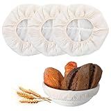 Nogeqi 3 Stück Brot Gärkorb Tuch, Rund Gärkörbchen Für Brot, Leineneinsatz Für Gärkorb Brot, Bäckerleinen Stoffbezug Gärkorb Gärtuch Für Brot Gärkörbchen Brotbacken Bäckerleinen (25cm)
