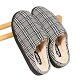 ZCABYBD Winterschuhe Hausschuhe Neue Männer Gestreiften Warme Haus Fleece Gemütliche Nicht-Slip Plaid Baumwolle Mops Paare Winter Weiche Innen Schlafzimmer Paar Schuhe