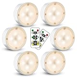 Led Schrankbeleuchtung Batterie, 6er Unterbauleuchte Küche mit Fernbedienung, Kabellos Schranklicht Batteriebetrieben, Dimmbar Spot Nachtlicht für Treppen Vitrine Schrank Halloween (4000K Weiß)