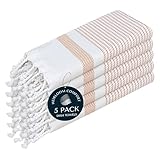 HEIRLOOM COMFORT Türkische Küchentücher, 40 x 66 cm, 5 Stück, 100 % Baumwolle, ultra saugfähig, weich, schnell trocknend, maschinenwaschbar, Geschirrtuch mit Quasten zum Trocknen von Geschirr