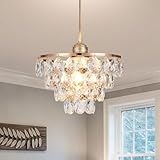 SXYSXYSXY Modern Minimalismus Pendelleuchte Flur Kristall Pendellampe Kreatives Design Esszimmerlampe Schlafzimmer Nachttisch Hängeleuchte E27 Wohnzimmer Treppen Loft,Gold
