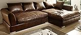 Reboz Big Sofa Ecksofa Vintage Braun Schwarz Ausrichtungen (Vintage Hellbraun, rechts)