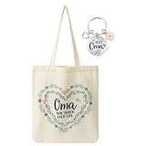 Xialvyu Oma Geschenk Geburtstag Geschenk für Oma Jutebeutel mit Schlüsselanhänger Oma Geschenk Canvas Stoff Geschenk für Oma und Mama WIR HABEN DICH LIEB Einkaufstasche Oma Beutel