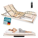 Schlaf Komfort BasicFit – Elektrischer Lattenrost, 7-Zonen Unterstützung, stufenlos verstellbar – Ergonomisch für gesunden Rücken & erholsamen Schlaf – fertig montiert, Made in Germany, 90x200 cm