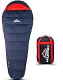 MOUNTREX® Schlafsack - Warm & Leicht (1500g) – 3-4 Jahreszeiten Outdoor Mumienschlafsack (-10°C / 0°C / 10°C) - Camping, Reise, Erwachsene - Kompaktes Packmaß (36x20cm) - Koppelbar