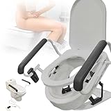 Elektrische Toilettensitzerhöhung mit Heizfunktion, 180° geteilter Sitz und doppelten Armlehnen, unterstützt bis zu 150 kg, ideal zum Heben und Übertragen von Patienten