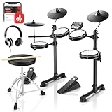 Donner DED-80 E-Drum-Set, E Schlagzeug leises Mesh Kit mit 180 Sounds, mit robusten Pedalen, Drum-Thron, Sticks, Kopfhörer inklusive, leicht und tragbar 40 Melodic Lektionen