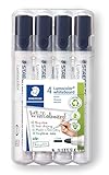 STAEDTLER Whiteboard Marker Lumocolor, Rundspitze ca. 2 mm Linienbreite, hohe Qualität, trocken und rückstandsfrei abwischbar von Whiteboards, Set mit 4 schwarzen Markern, 351 WP4-9X