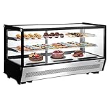 GGM Gastro Tischkühlvitrine - 200 Liter - 400 W - LED-Beleuchtung - 2 Regale - Glastür mit Schiebefunktion - Verstellbare Chromregale - TKVGNR200