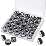 Riddur Nähgarn Set, 25-teilig Schwarz Nähfaden, Garn Nähmaschine Zubehör, Spulen Nähmaschine, Nähgarn für Nähmaschines Stickmaschine mit Aufbewahrung Polyestergarn, 45 m/Spule