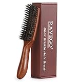 RAVEGO Haarbürste, Wildschweinborsten Bürste für Damen Herren Kinder, Naturborsten Bürste für dünnes, feines Haare, steife Borsten, Bart- und Schnurrbartbürste, Verbesserung der Haartextur