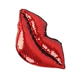 Generisch Pailletten Lippenkissen 45X22cm Dekokissen mit Rot Silbernen Glitzer Pailletten Sofakissen für Zuhause Büro und Auto