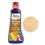 POLIBOY Messing Kupfer Pflege - Glanzpolitur gegen Anlaufstellen - Messingputzmittel mit Carnaubawachs - 1x 200 ml - Mit Schwamm - Made in Germany
