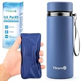 Wiederverwendbare Kühlakku für Verletzungen mit Isolierter Flasche by Tilcare - 4x Sofort-Kühlpacks 6,70”x3,15” - Medizinische Kühlakku Gel