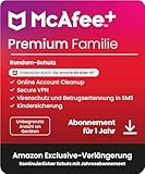 McAfee+ Premium - Family, Virenschutz- und Internet-Sicherheitssoftware für eine unbegrenzte Anzahl an Geräten, 1-Jahres-Abonnement, mit automatischer Verlängerung