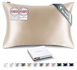 RENESSY Kissenbezug aus 100% Bio-Seide 40x80 cm - 22 Momme Maulbeerseide, Güteklasse 6A, Oeko-Tex zert. in Deutschland - Luxus für Haar und Haut, 1 Stück (Champagner)