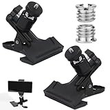 DHSWNNG Klemmhalter, 2 Stück 360° Blitz Halterung Kamera Klemmstativ mit 2 Stück 1/4' zu 3/8' Stecker Gewindeschraube Adapter Stativ Klemme mit Kugelkopf Klemmstativ Blitzschiene